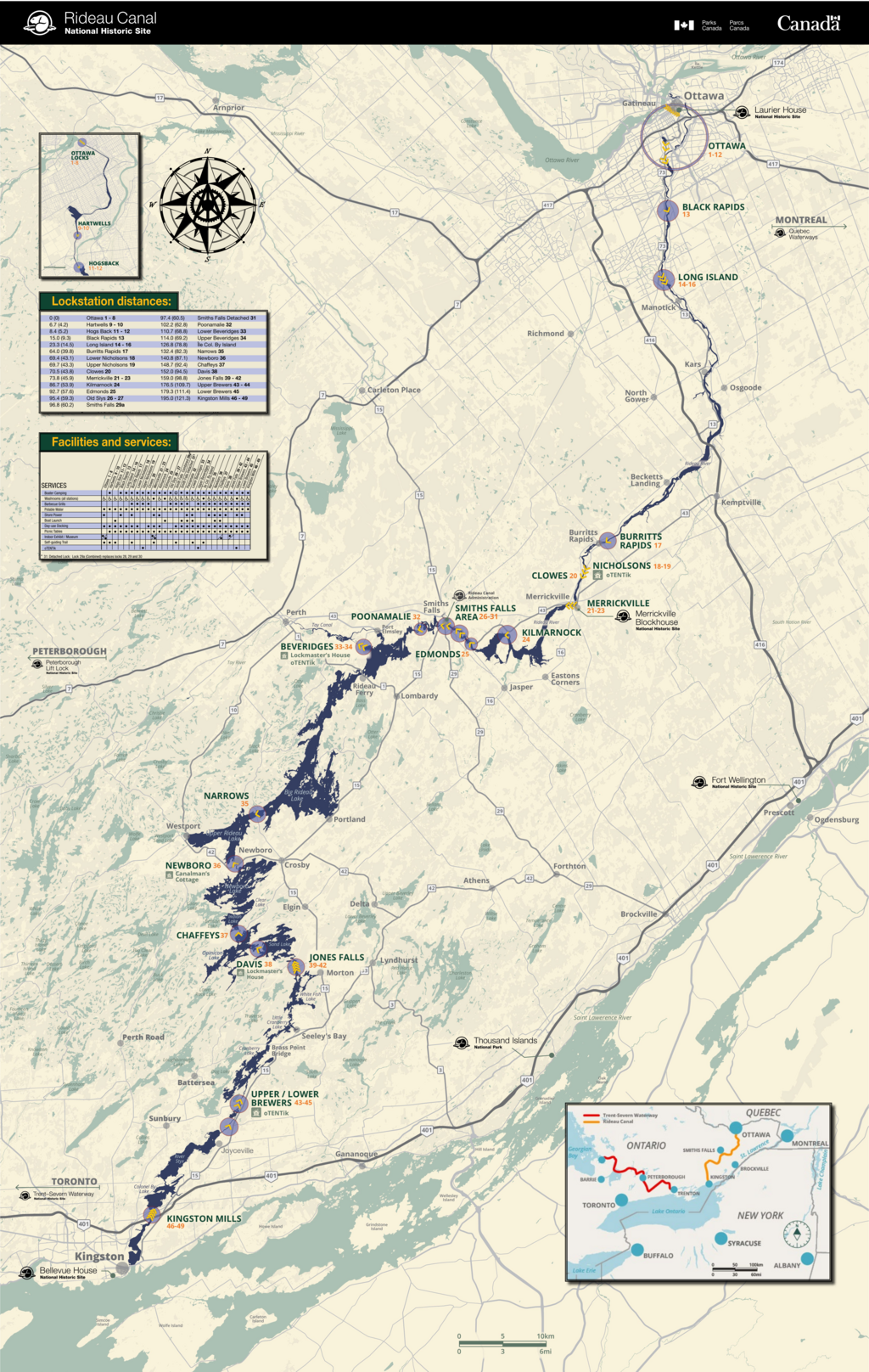 Figure 5: Rideau Canal from Ottawa to Lake Ontario